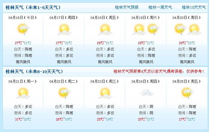 桂林天气预警_桂林天气预报15天准确一览表